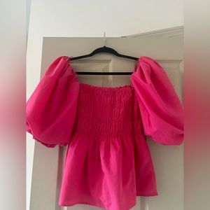 Vine and Love Medium Pink puff sleeve top